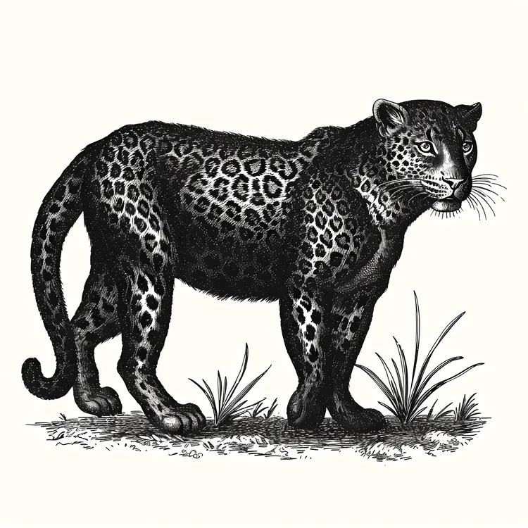 Black and White Leopard Illustration