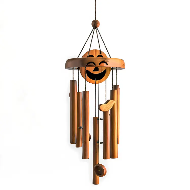 Wooden Wind Chimes with Smiley Face