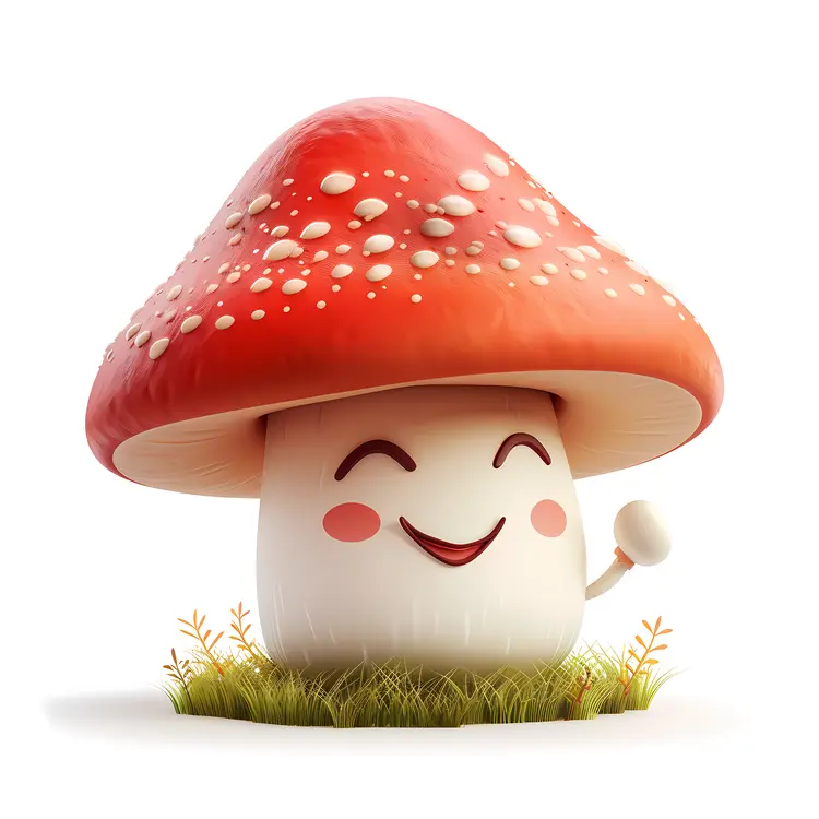 Cute Red Mushroom Cartoon Character
