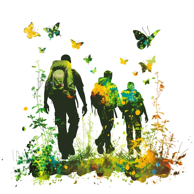 Group Hiking with Butterflies