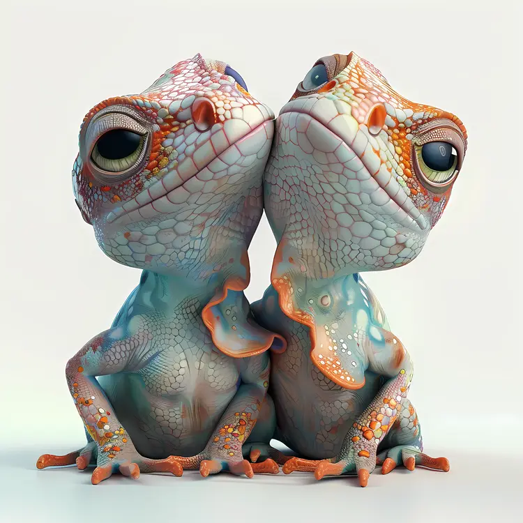 Two Cute Lizards in Love