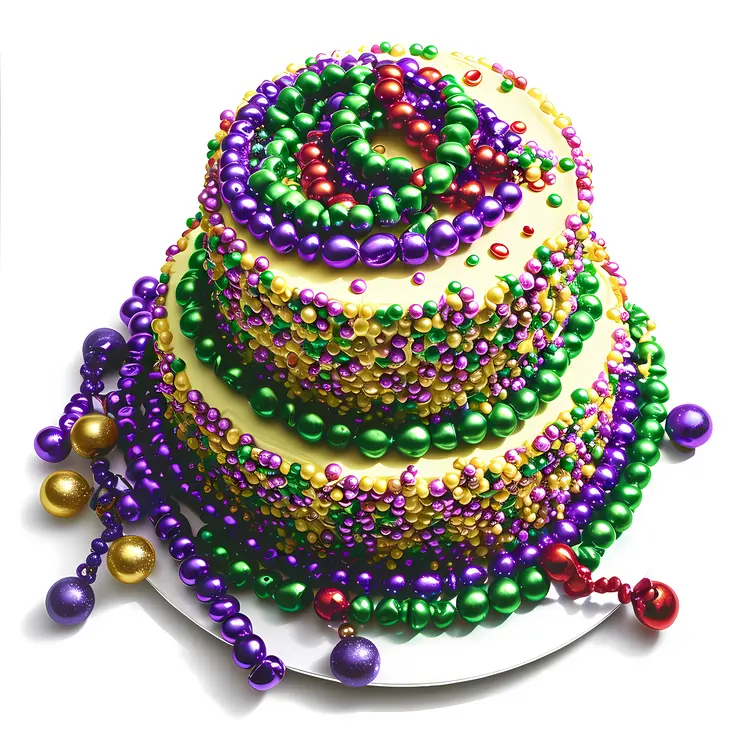 Beaded Cake with Colorful Decorations