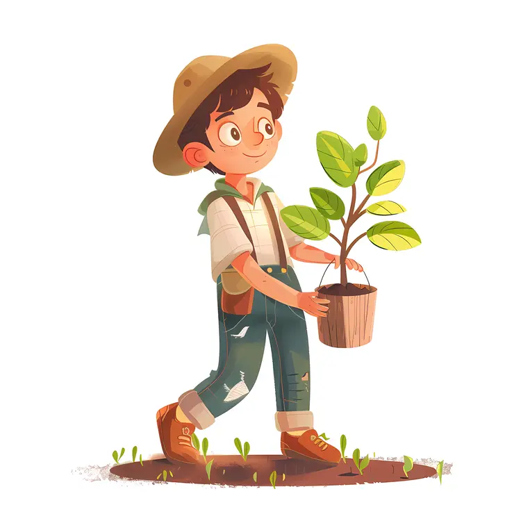 Young Gardener with a Plant