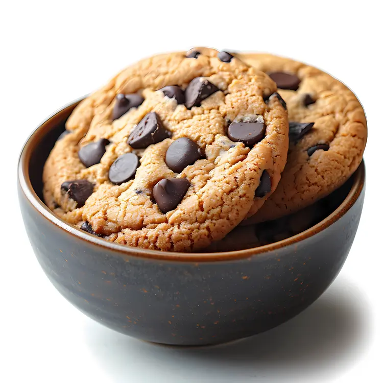 Yummy Chocolate Chip Cookies in a Bowl