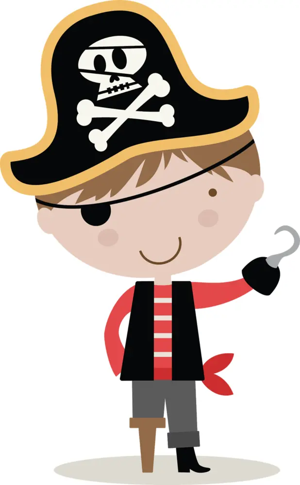 Cute Pirate Character with Hat and Hook