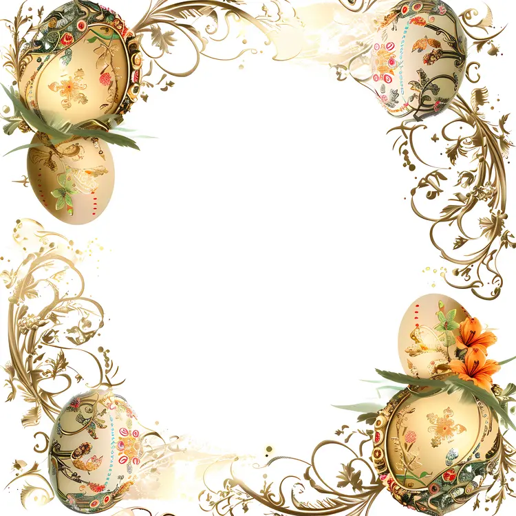 Vintage Easter Eggs with Floral Frame