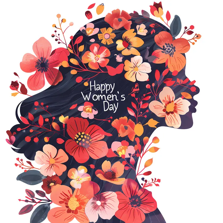 Happy Women's Day Silhouette Floral Illustration