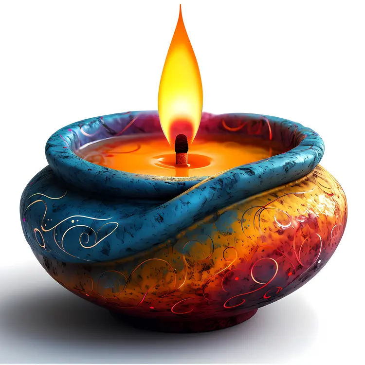 Colorful Candles in Decorative Bowls