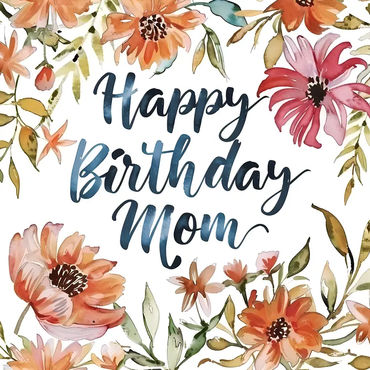 Happy Birthday Mom Floral Card
