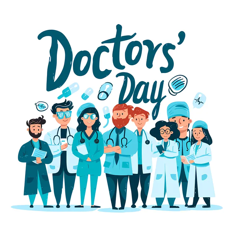 Cartoon Doctors Celebrating Doctor's Day