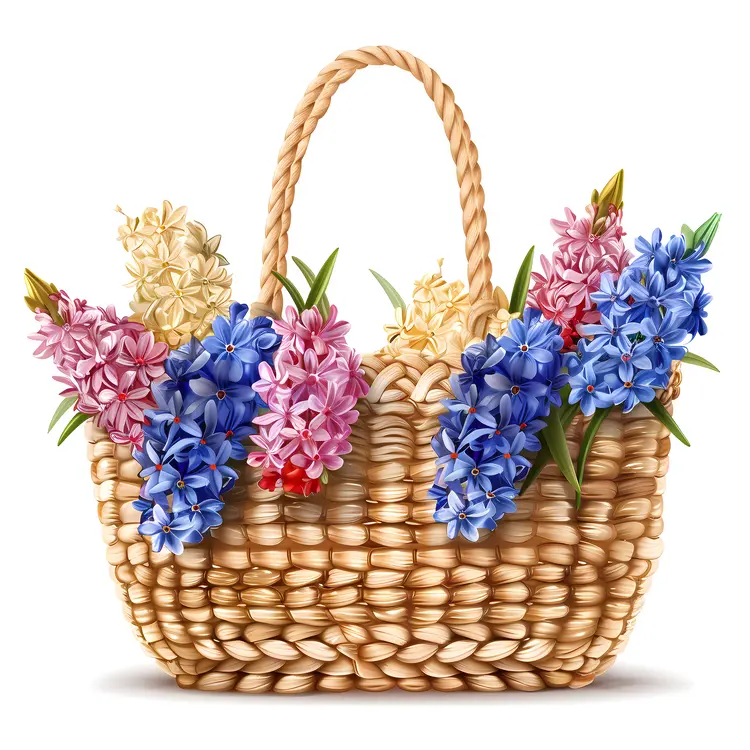 Basket of Colorful Flowers for Decoration