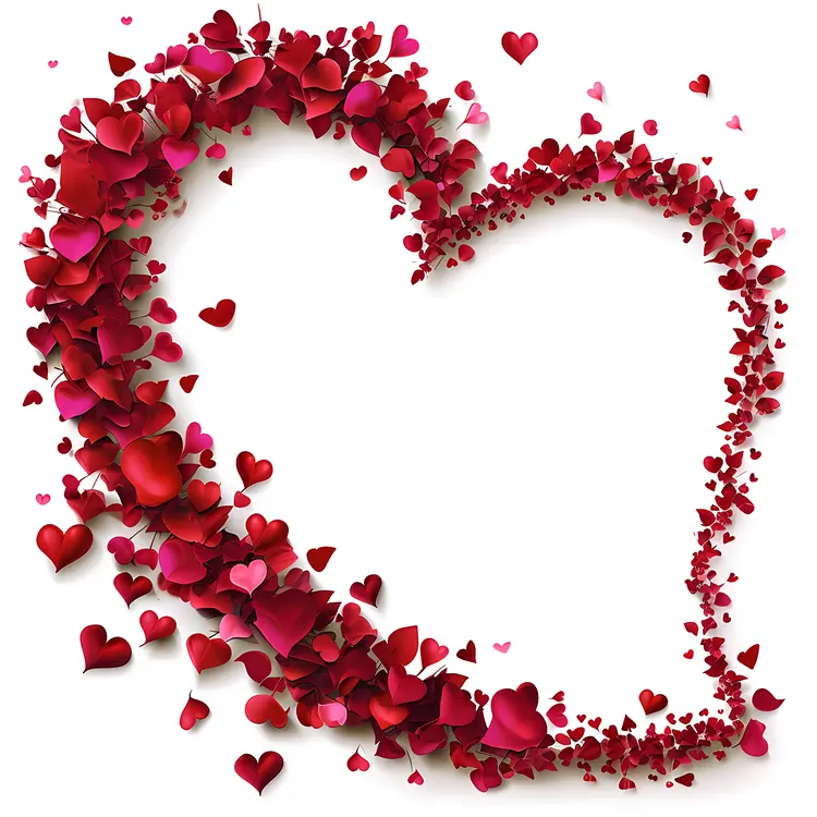 Red Heart Petals Heart-Shaped Decorative Frame