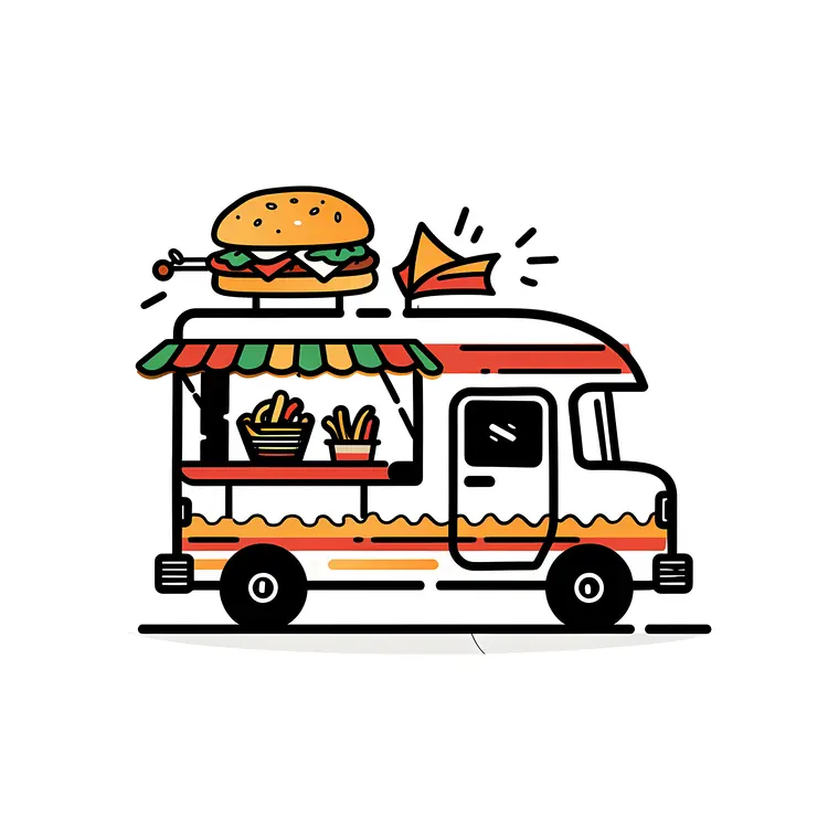 Cartoon Food Truck with Burger
