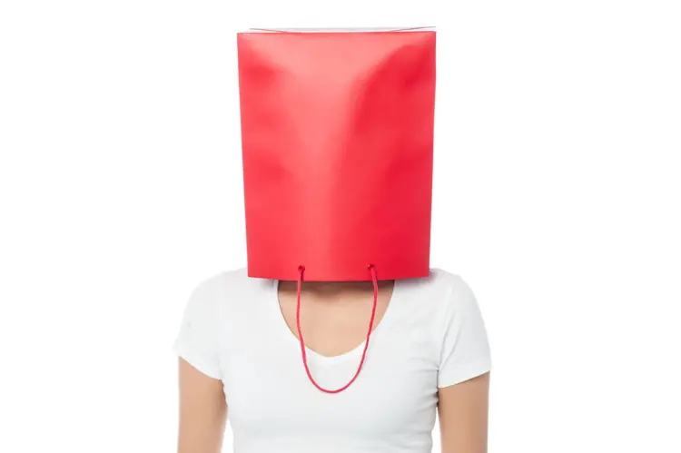 Person with Red Bag on Head
