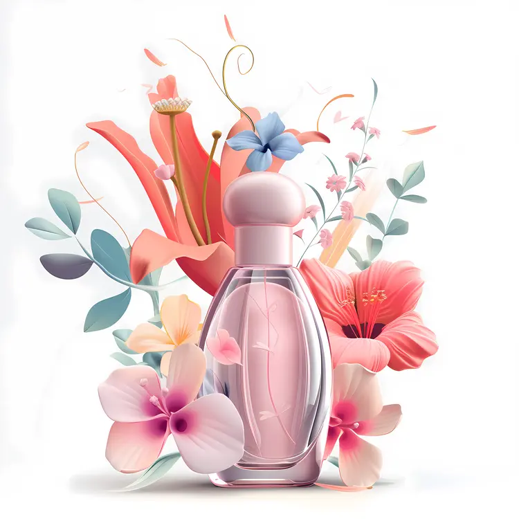 Elegant Pink Perfume Bottle with Floral Design