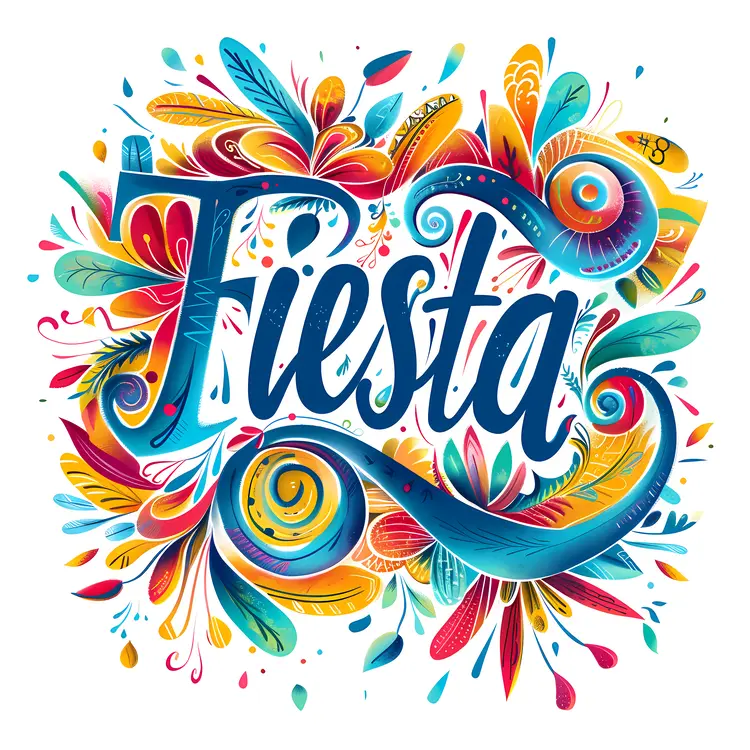 Fiesta Typography with Swirling Floral Elements