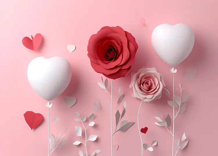 Paper Hearts and Roses for Valentine's Day