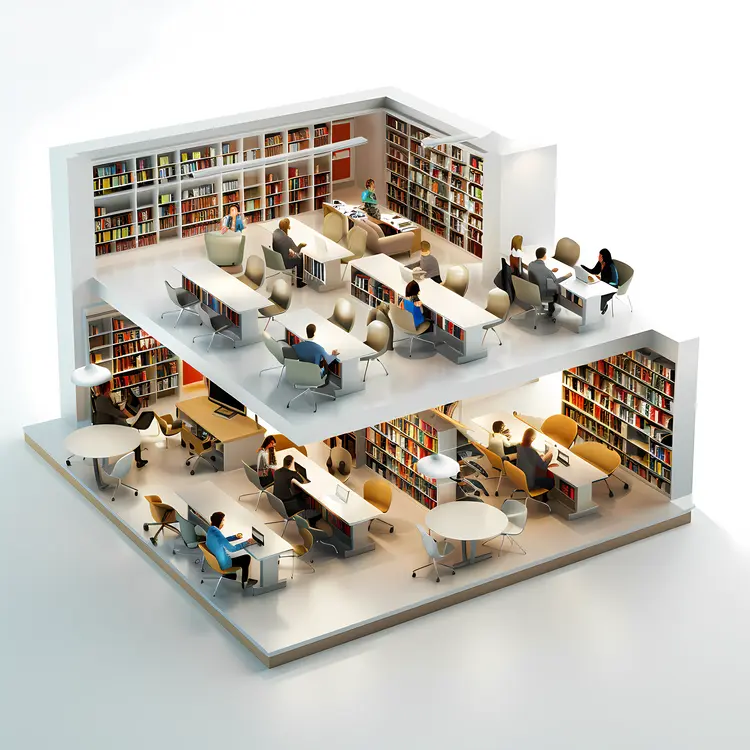 Modern Library with People