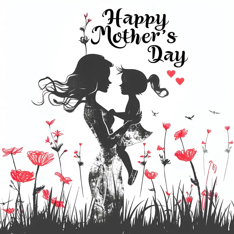 Happy Mother's Day Silhouette with Child