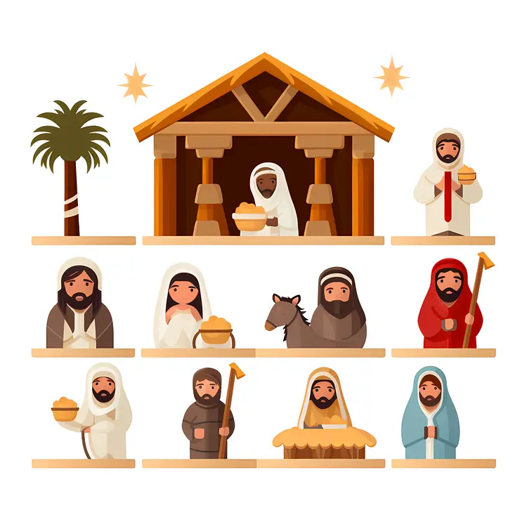 Nativity Scene with Characters