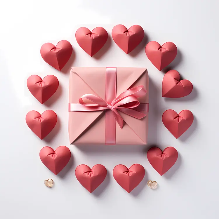 Gift Box with Red Hearts