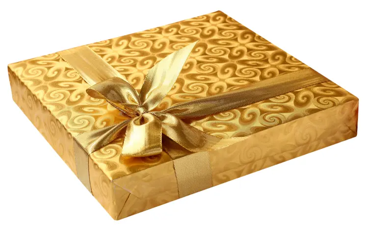 Elegant Gold Gift Box with Ribbon