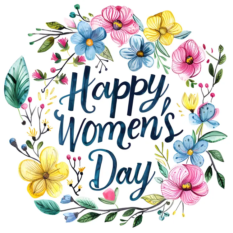 Happy Women's Day with Colorful Flowers