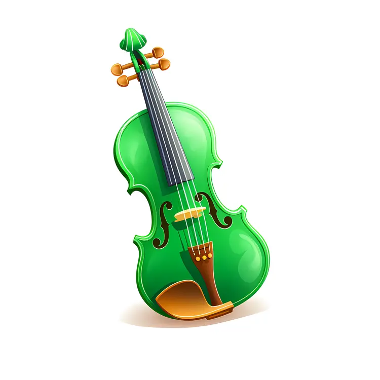 Green Violin Cartoon Illustration