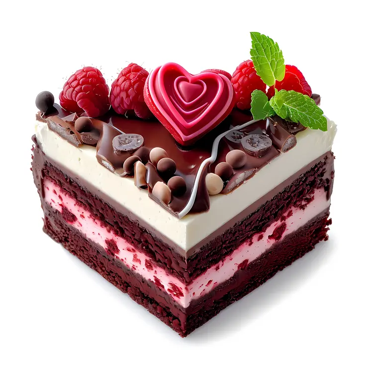Heart-shaped Chocolate Cake with Raspberries