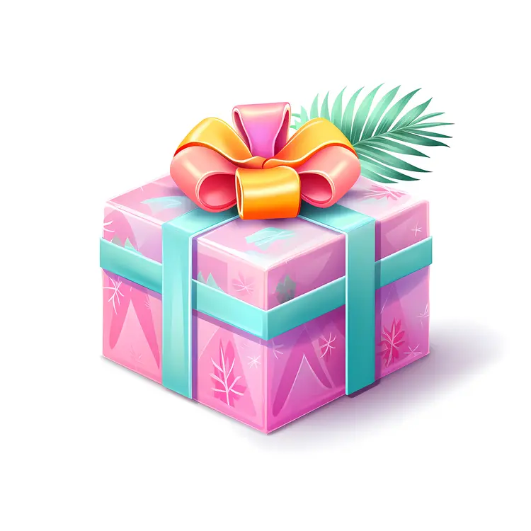 Pink Gift Box with Palm Leaf