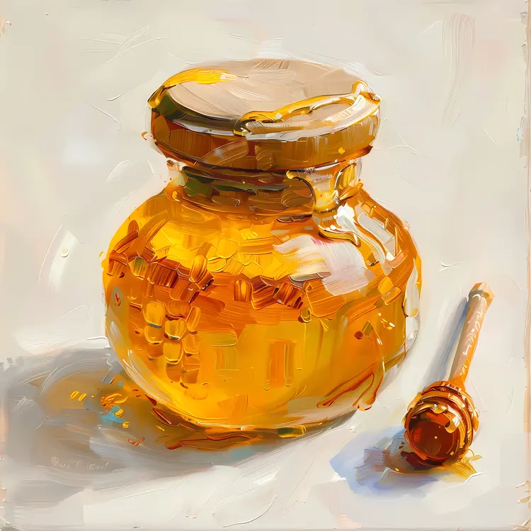 Golden Honey Jar with Dipper