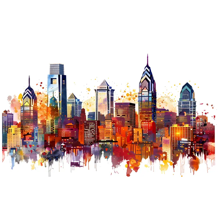Colorful City Skyline
