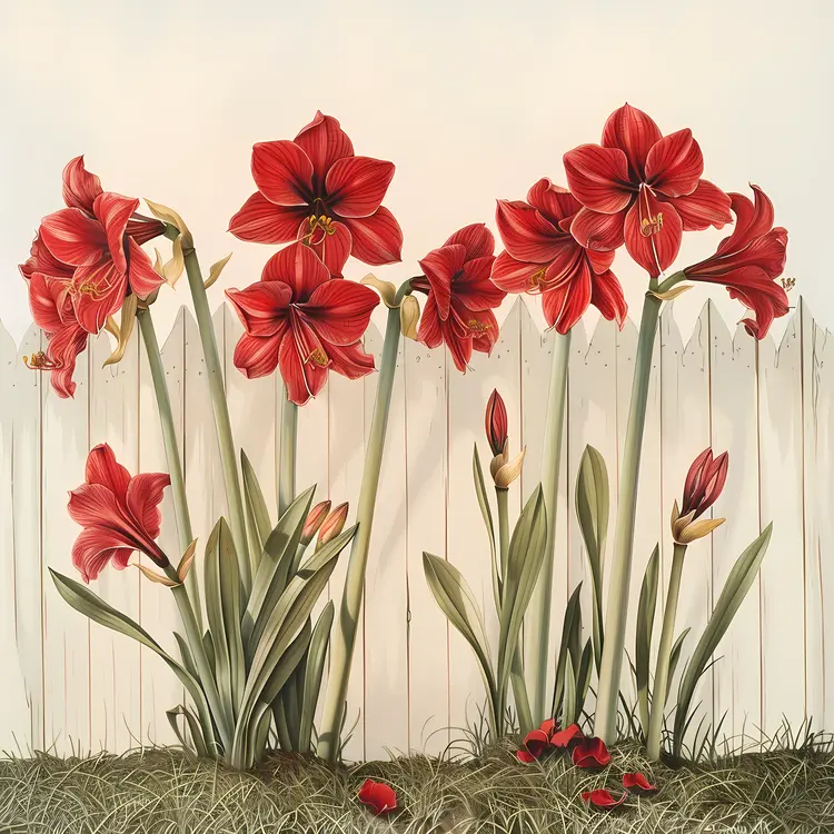 Red Flowers by the Fence