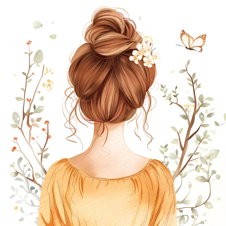 Elegant Woman with Brown Hair Updo