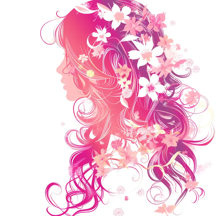 Pink Hair with Flowers