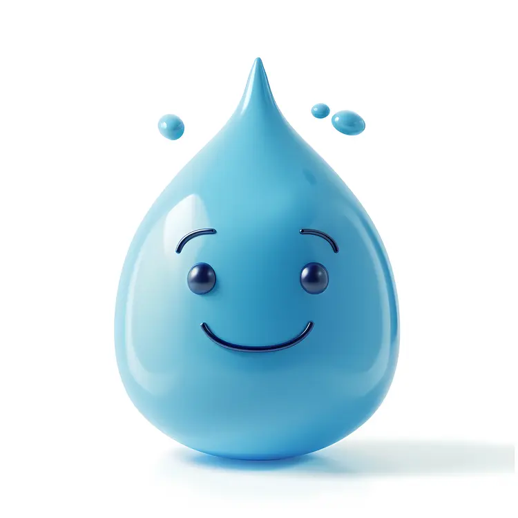 Content Blue Water Drop Character