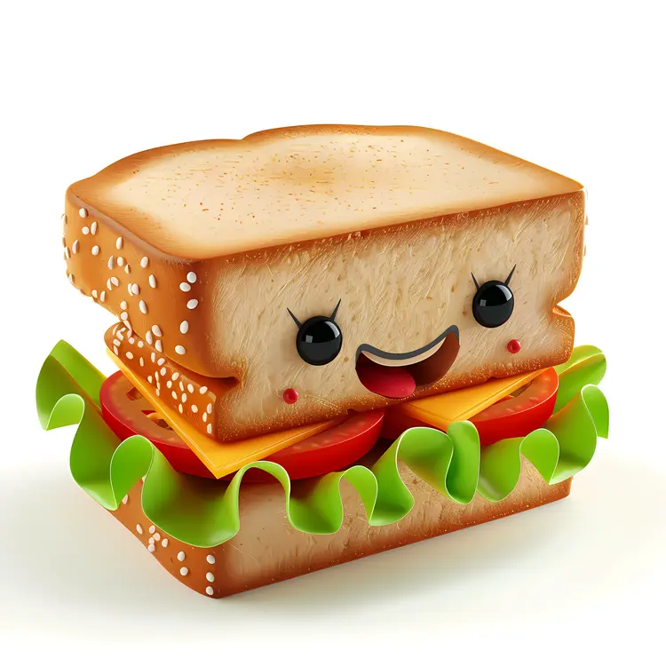 Cute Sandwich with Lettuce and Cheese