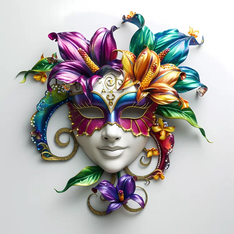 Decorative Mask with Colorful Flowers