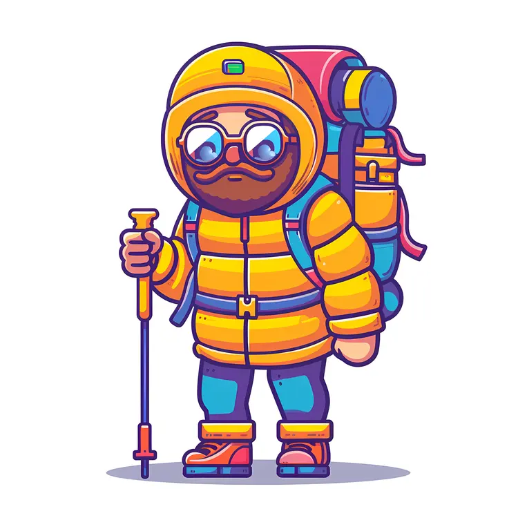 Cartoon Hiker with Backpack