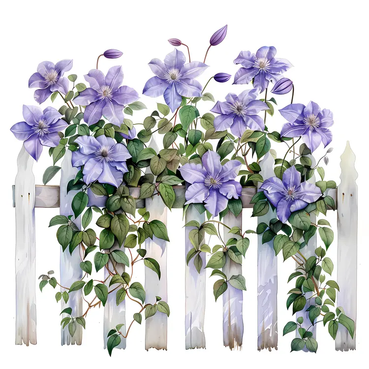 Purple Flowers on a Fence