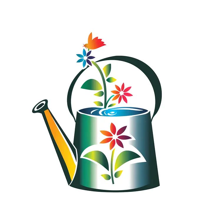 Watering Can with Flowers Illustration