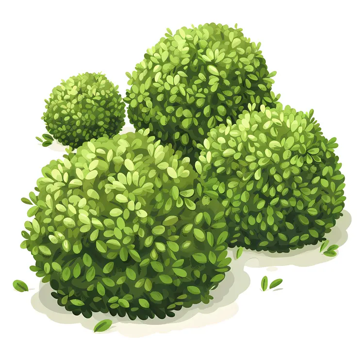 Cluster of Green Bushes in Garden