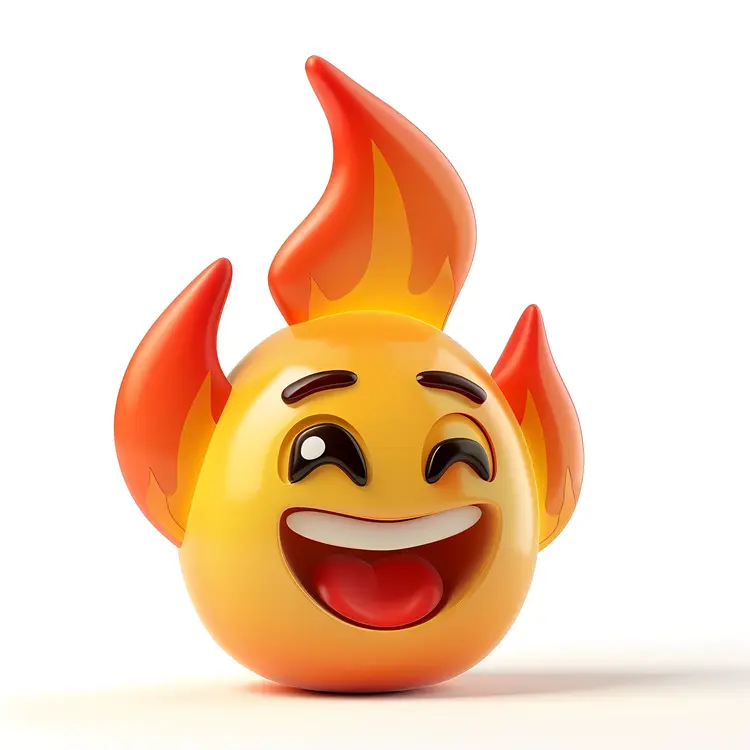 Cheerful Orange Fireball Character