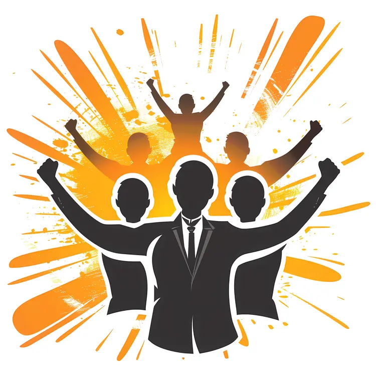 Businessmen Silhouettes Celebrating Success