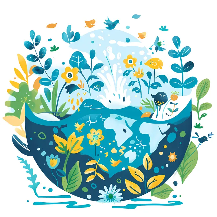 Earth with Flourishing Plants