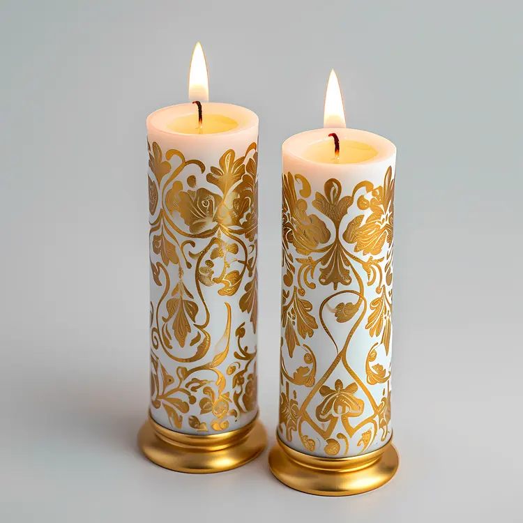 Elegant Gold and White Decorative Candles