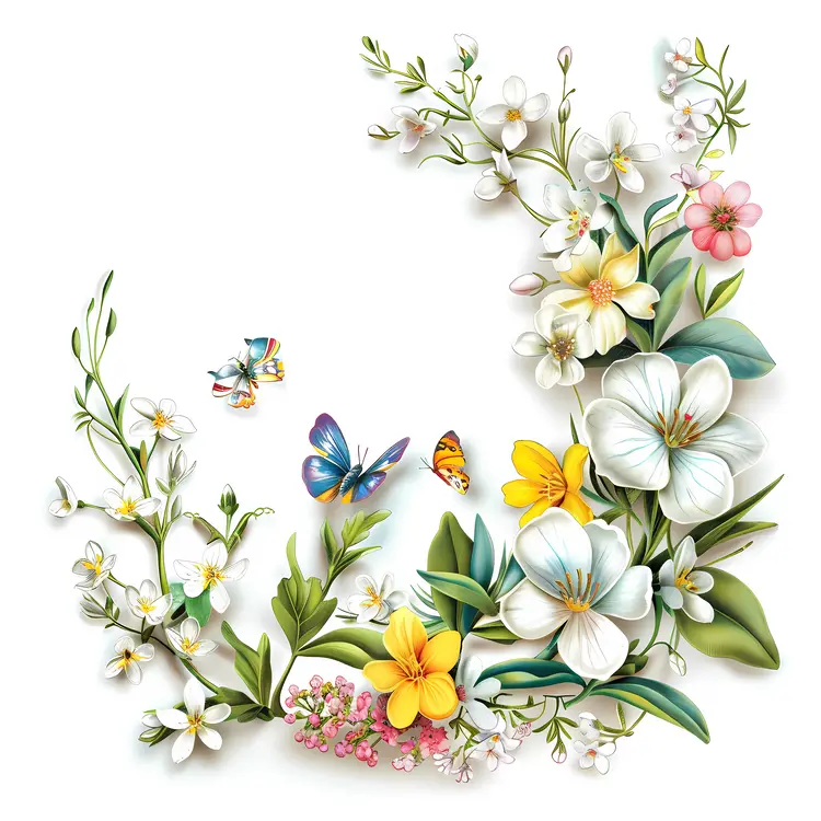 Colorful Floral Arrangement with Butterflies