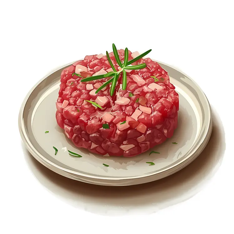 Beef Tartare with Herbs on Plate