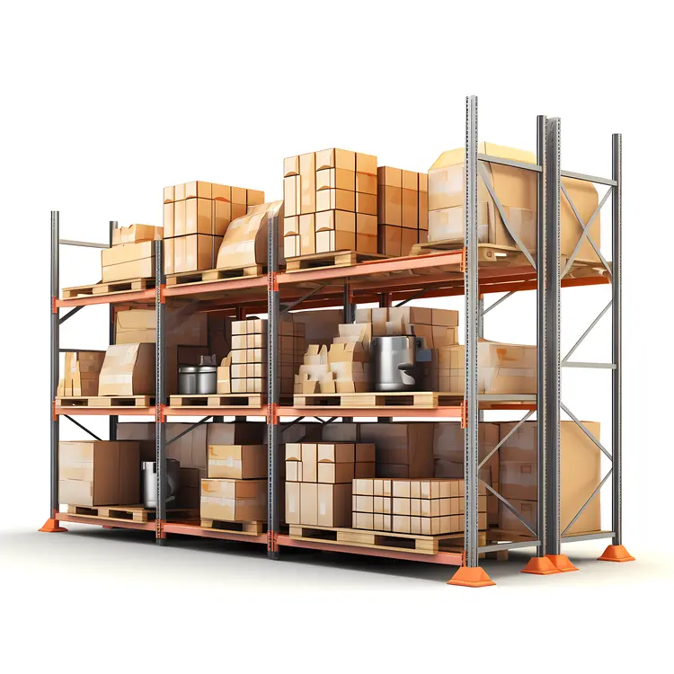 Warehouse Shelves with Packed Goods