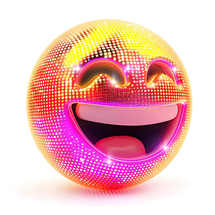 Sparkling Pink Emoji with Laughing Expression